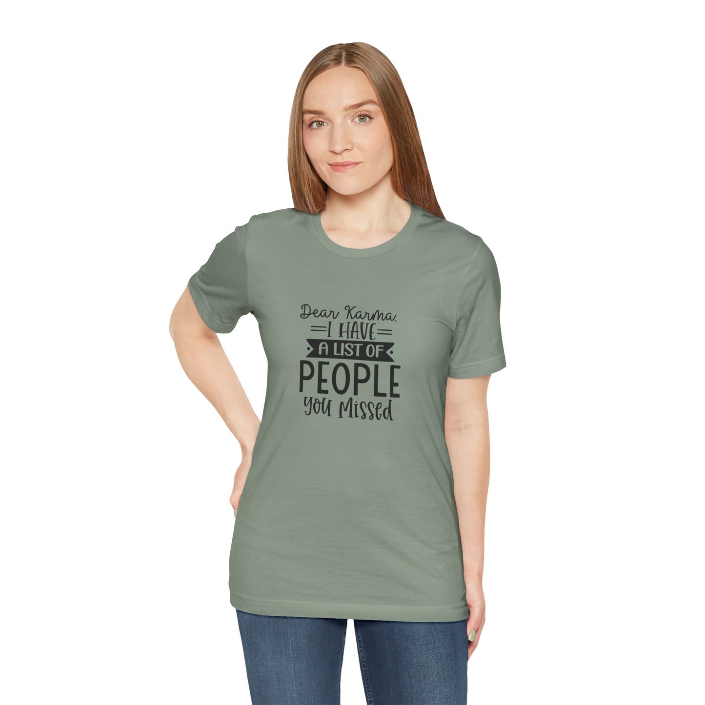 Karma List Unisex Jersey Tee - Humorous Short Sleeve Shirt for Fun-Loving Individuals
