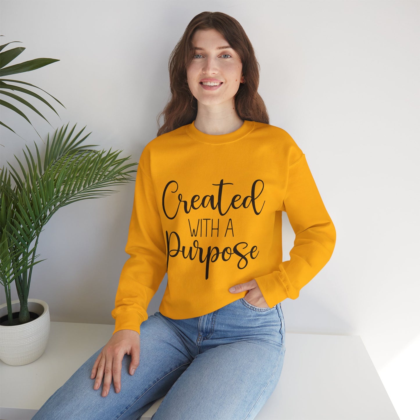 Created with a Purpose Crewneck Sweatshirt - Inspiring Unisex Heavy Blend Style for Everyday Wear
