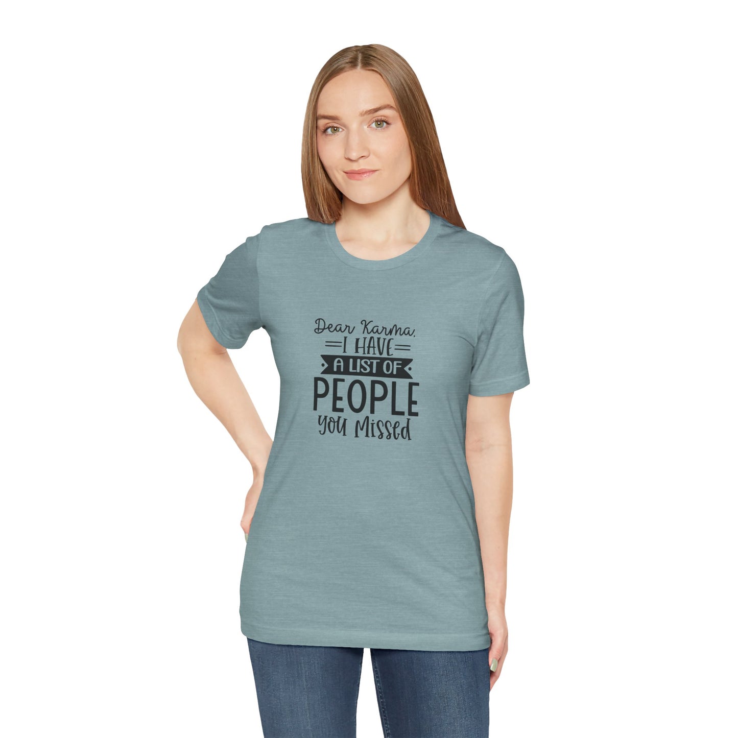 Karma List Unisex Jersey Tee - Humorous Short Sleeve Shirt for Fun-Loving Individuals