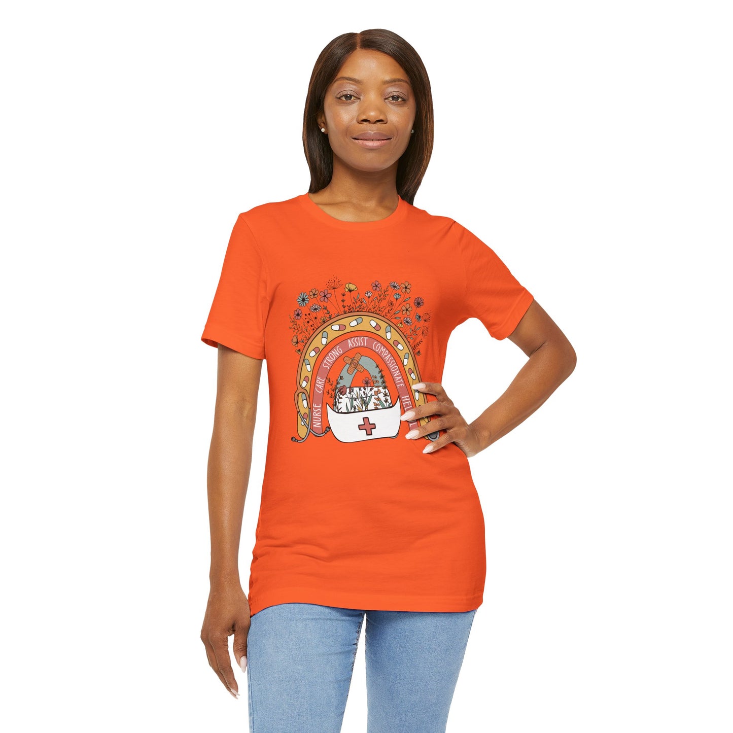 Floral Nurse Support Tee - Unisex Jersey Short Sleeve