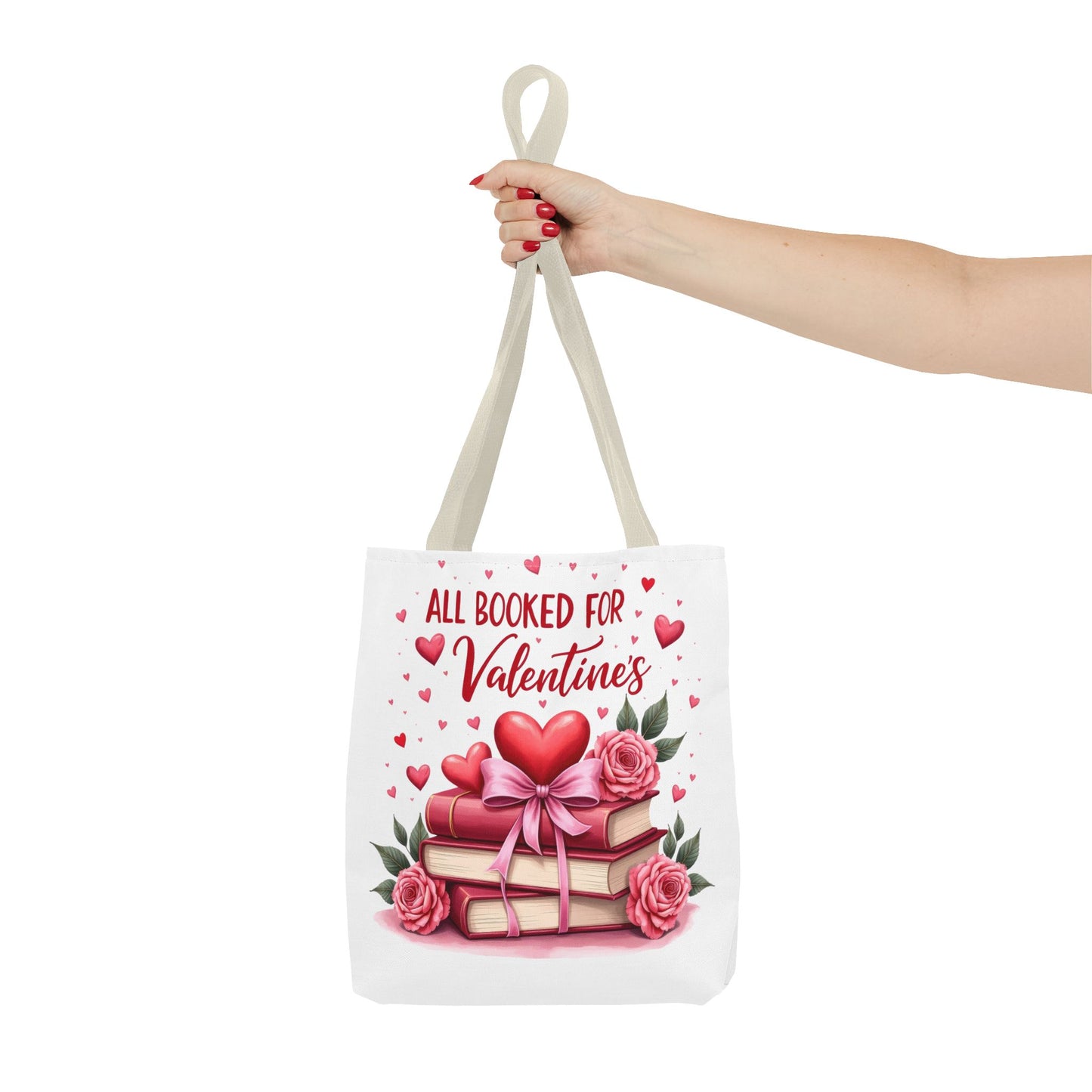 Valentine's Day Tote Bag - 'All Booked for Valentine's' with Floral Design