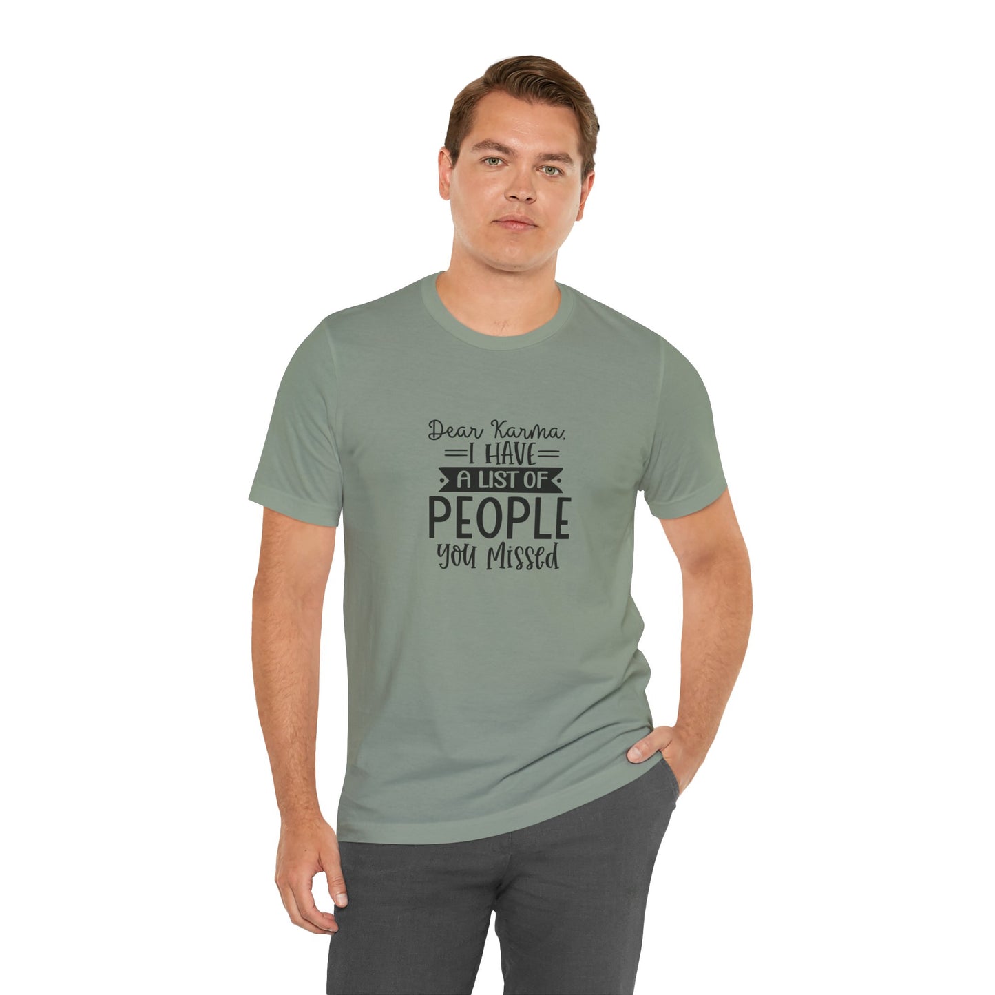 Karma List Unisex Jersey Tee - Humorous Short Sleeve Shirt for Fun-Loving Individuals