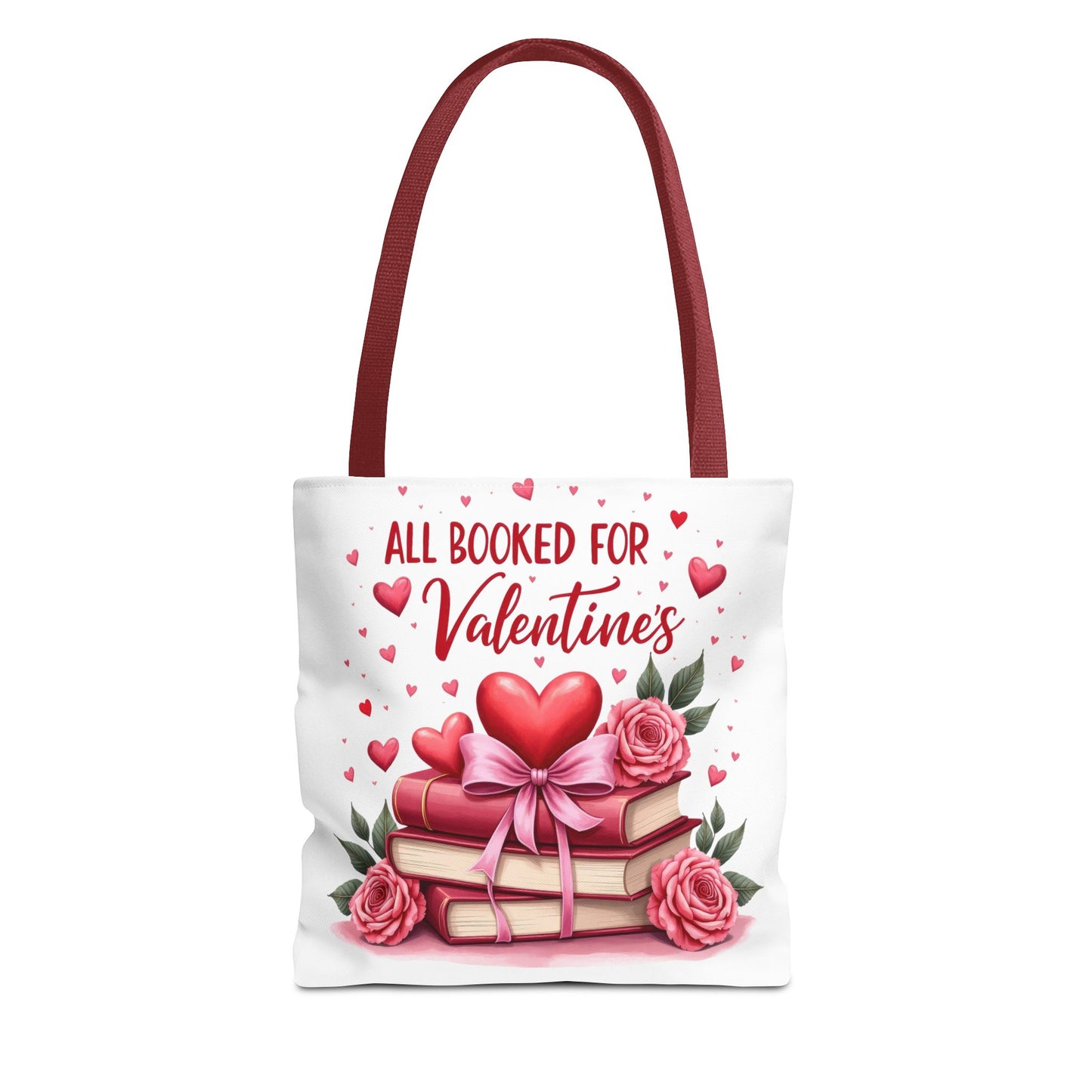 Valentine's Day Tote Bag - 'All Booked for Valentine's' with Floral Design