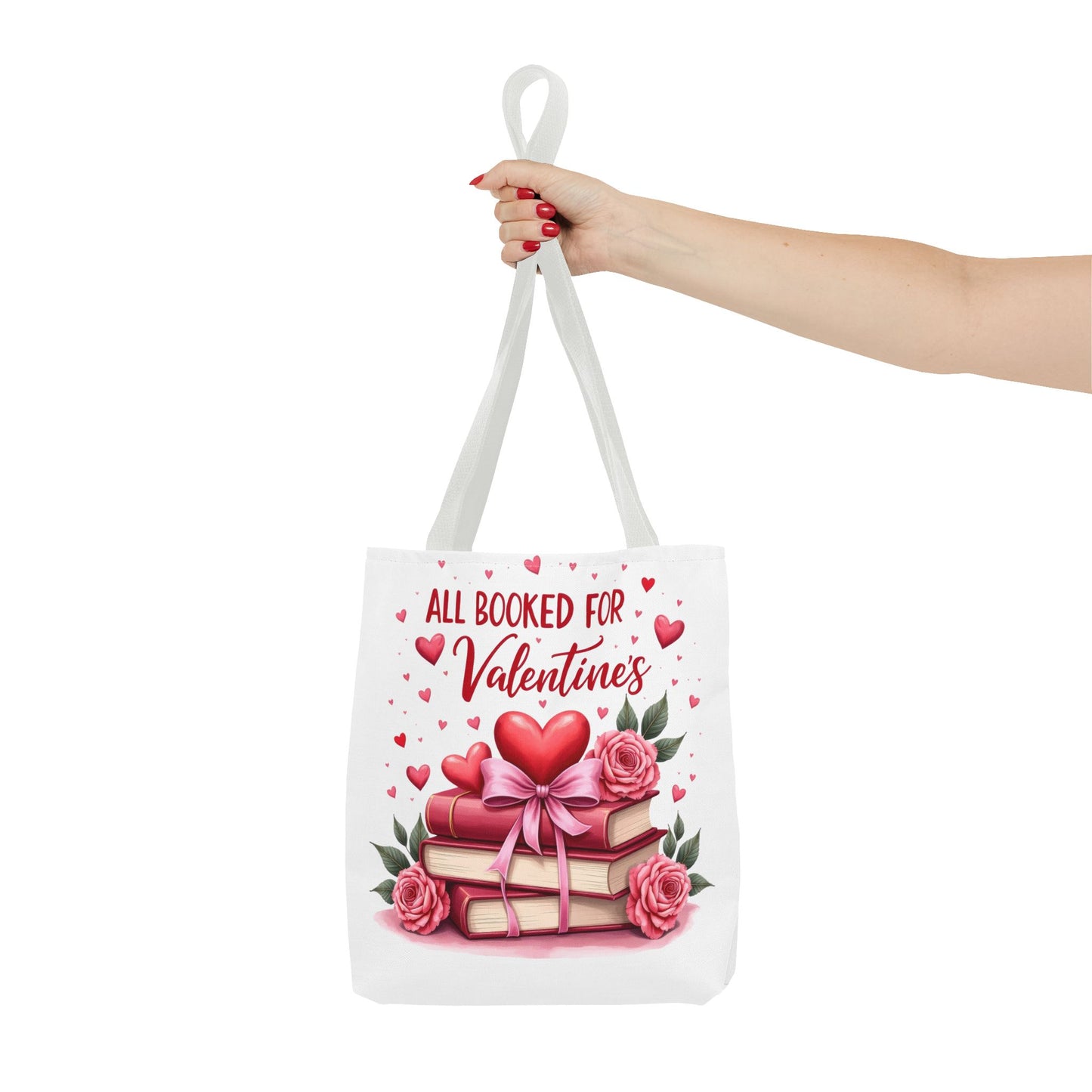 Valentine's Day Tote Bag - 'All Booked for Valentine's' with Floral Design
