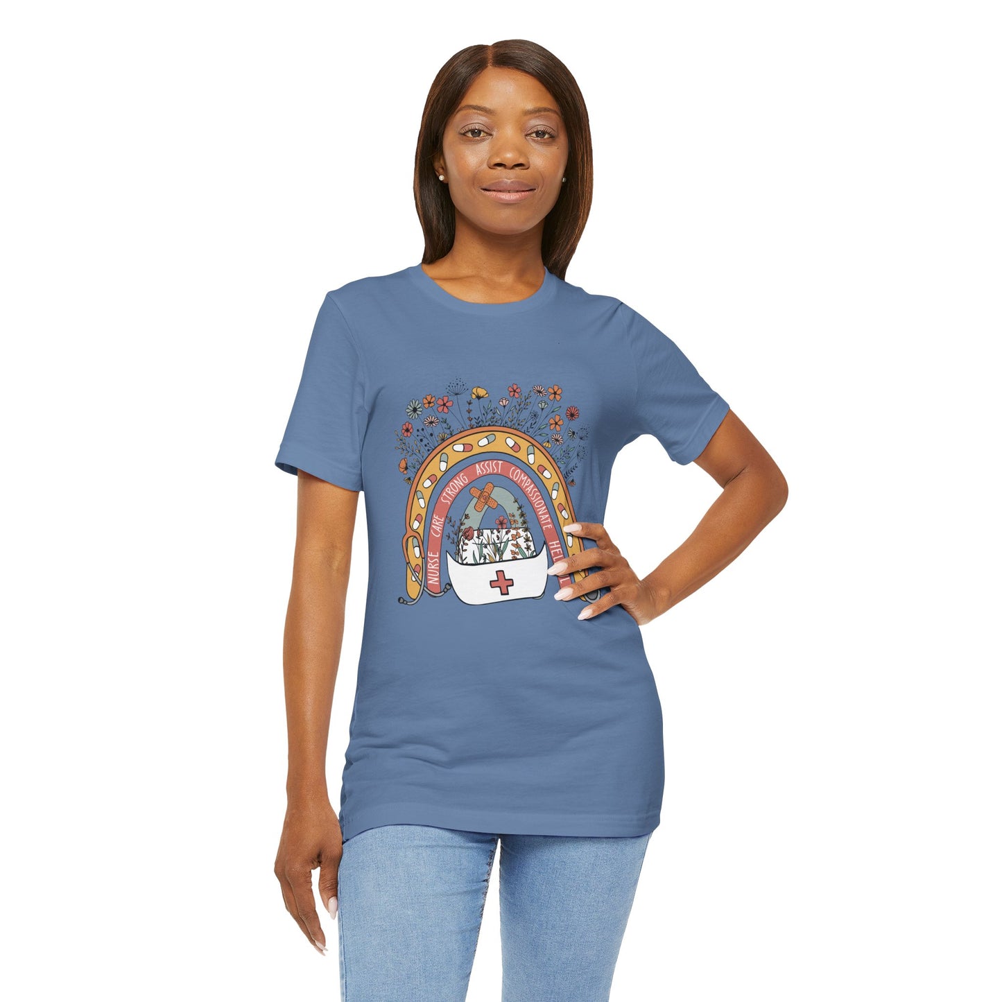 Floral Nurse Support Tee - Unisex Jersey Short Sleeve
