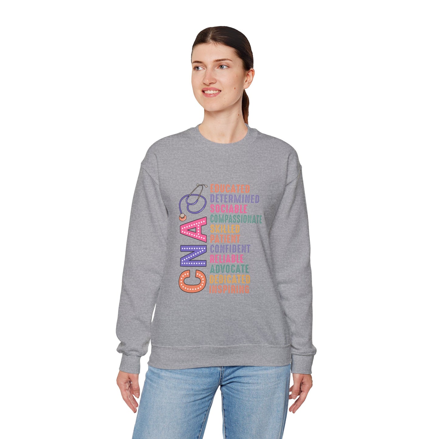 CNA Pride Crewneck Sweatshirt - Empowering Words for Caring Professionals