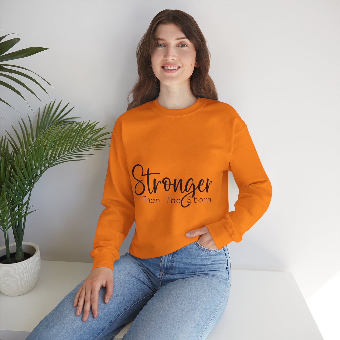 Stronger Than The Storm Unisex Heavy Blend Crewneck Sweatshirt | Cozy Casual Wear