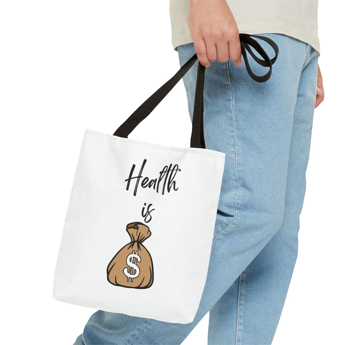 Health is Wealth Tote Bag - Motivational Quote for Health Enthusiasts