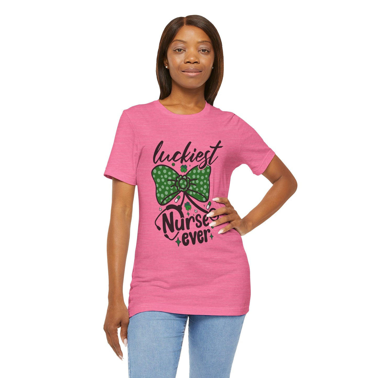 Luckiest Nurse Ever Unisex Short Sleeve Tee - Perfect for St. Patrick's Day