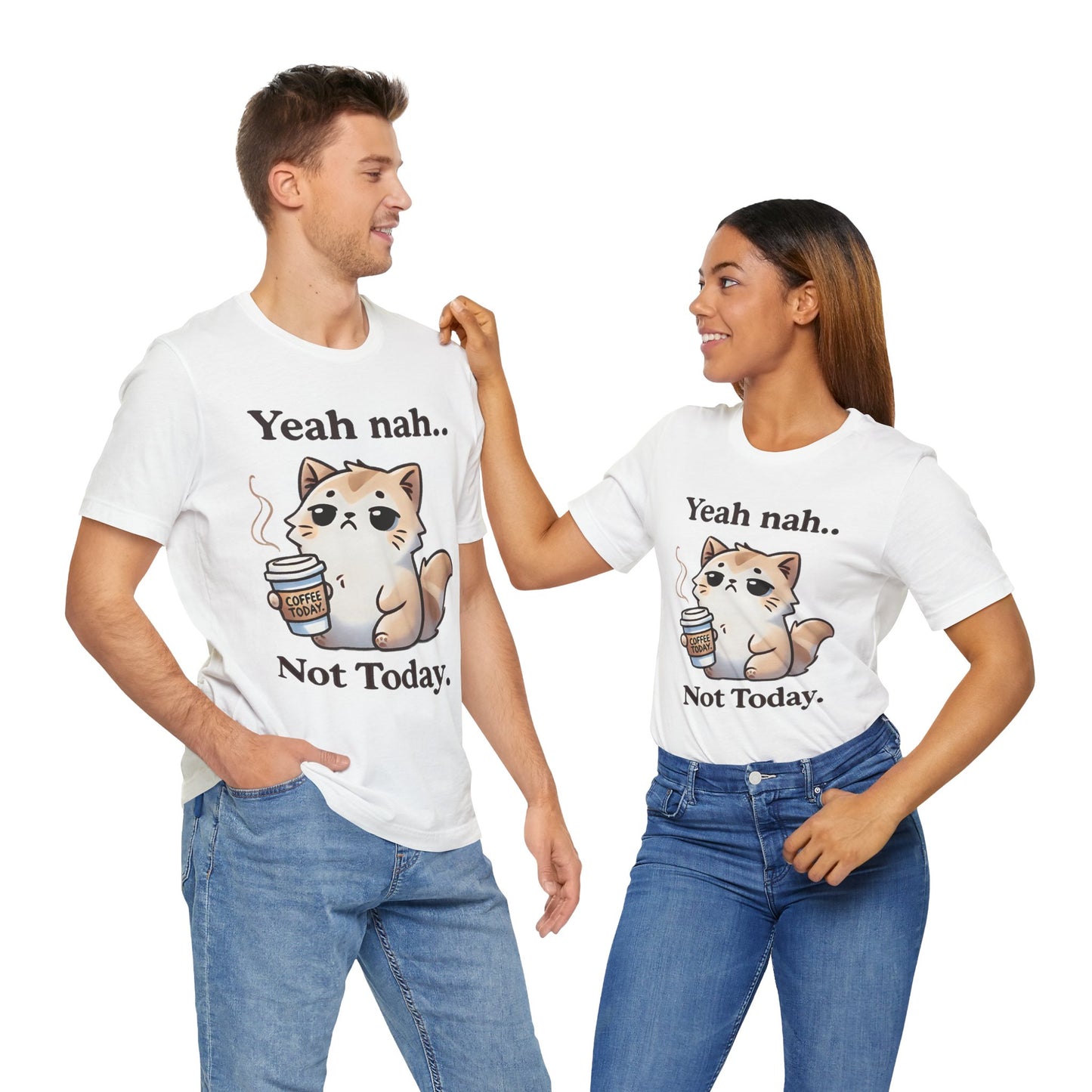 Funny Cat Coffee Quote Tee - Unisex Short Sleeve T-Shirt