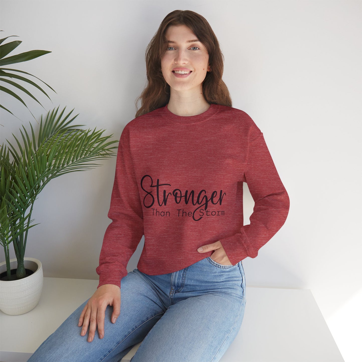 Stronger Than The Storm Unisex Heavy Blend Crewneck Sweatshirt | Cozy Casual Wear
