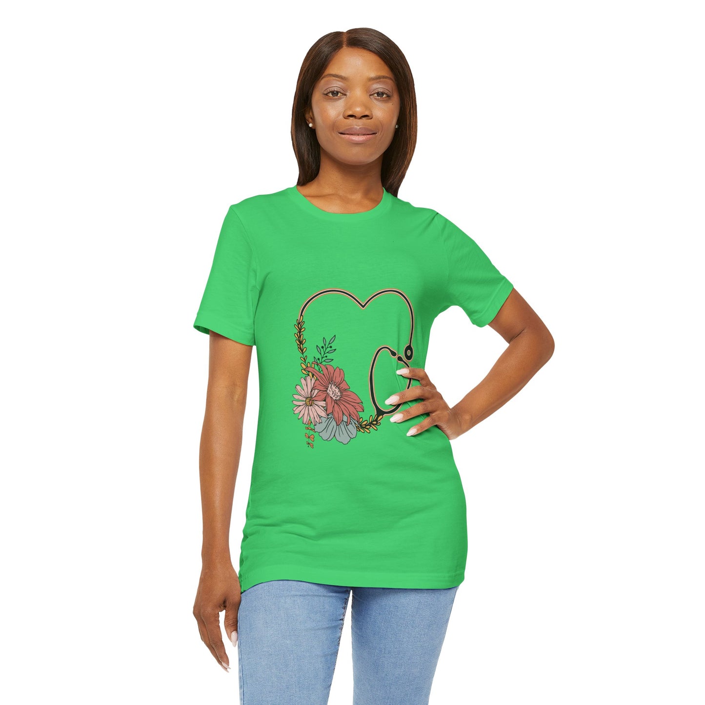 Floral Stethoscope Unisex Jersey Tee - Perfect Gift for Healthcare Workers