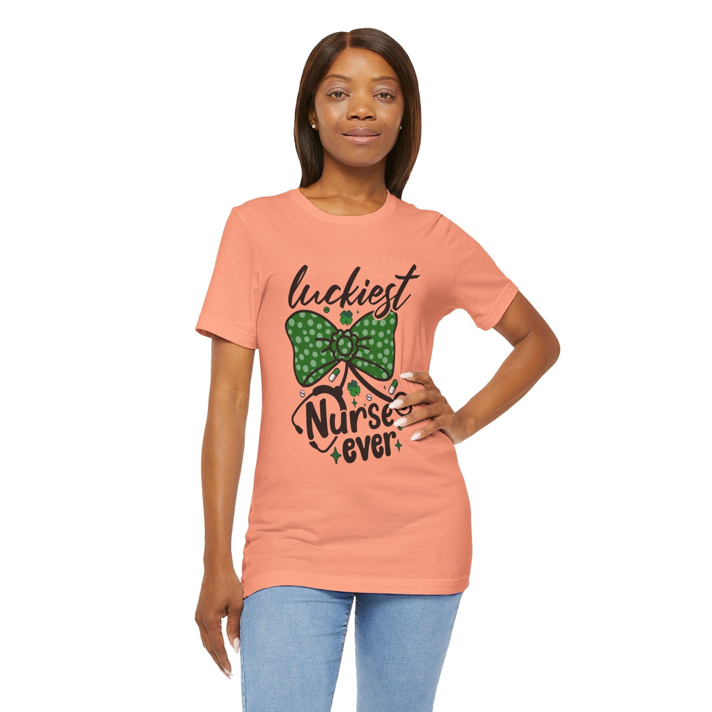 Luckiest Nurse Ever Unisex Short Sleeve Tee - Perfect for St. Patrick's Day