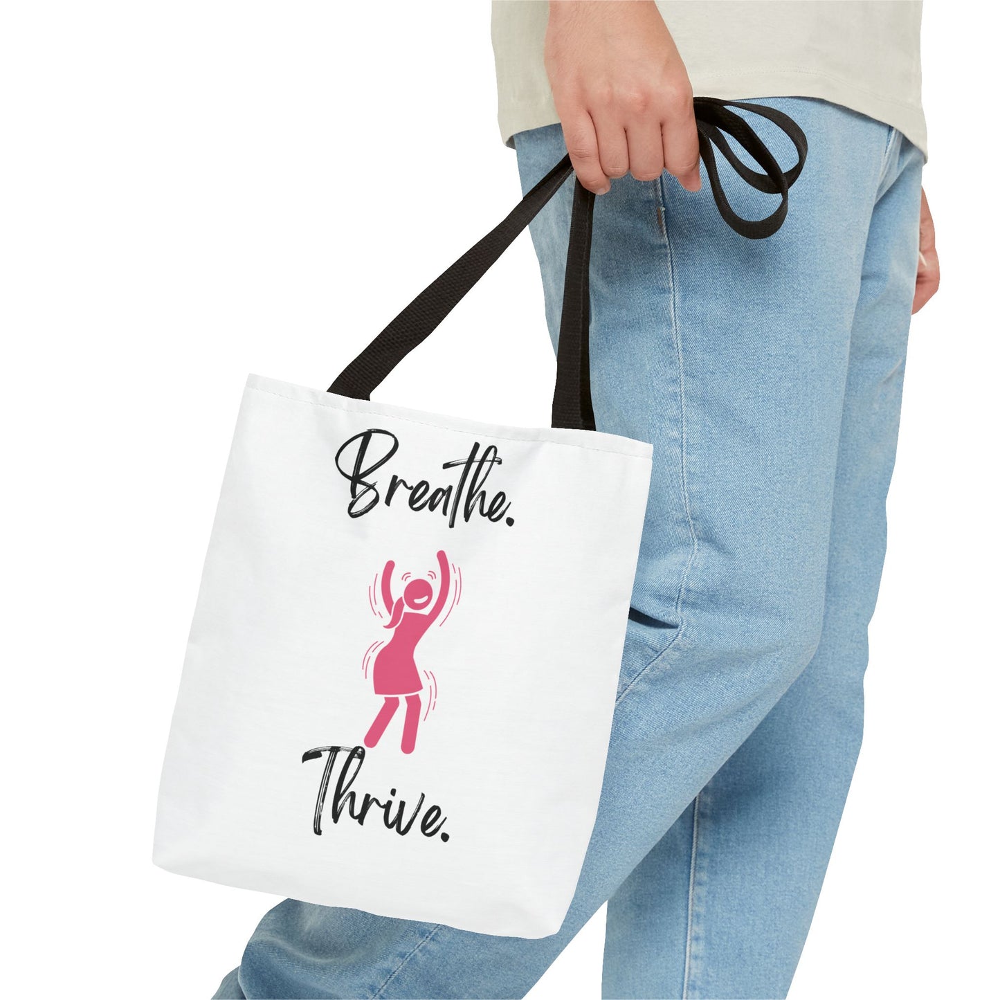 Empowering Tote Bag - 'Breathe. Thrive.' Inspirational Design
