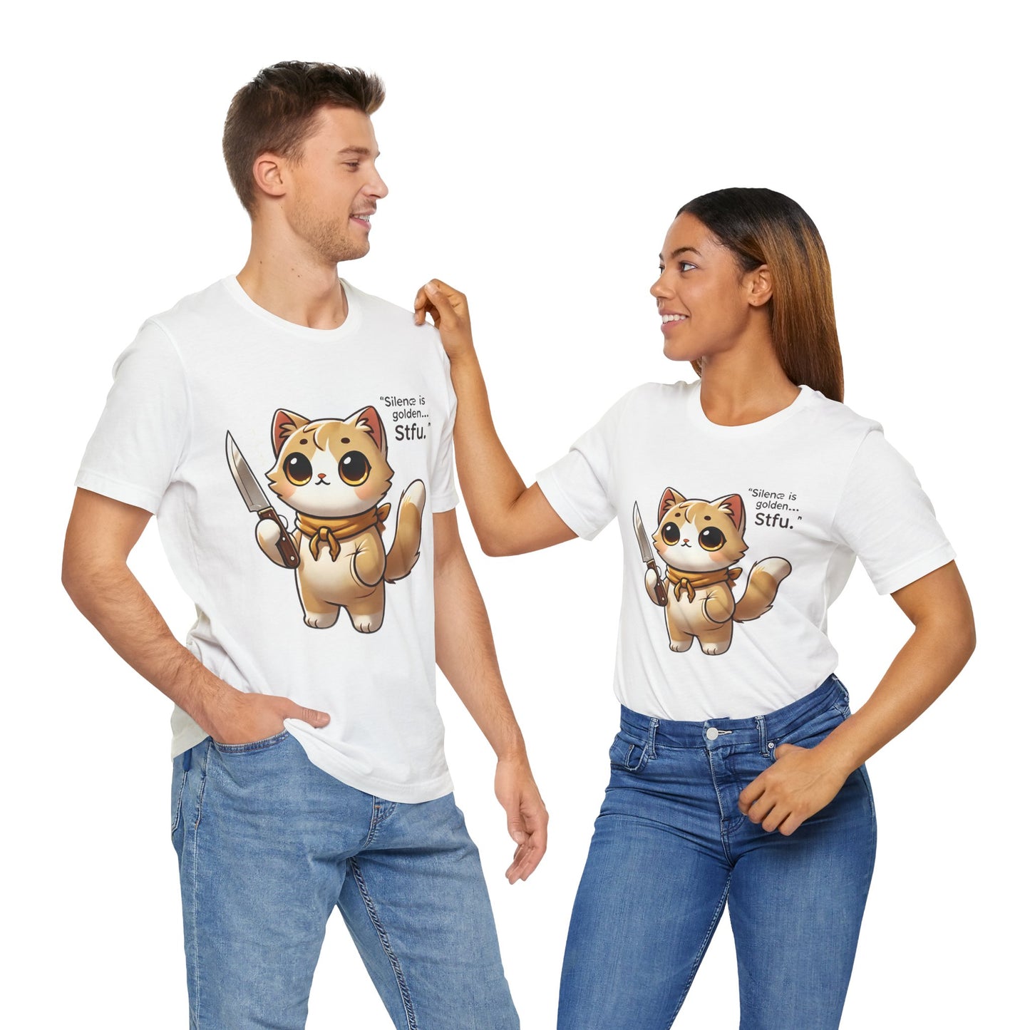 Cute Cat Graphic Tee - "Silence is Golden... Stfu"