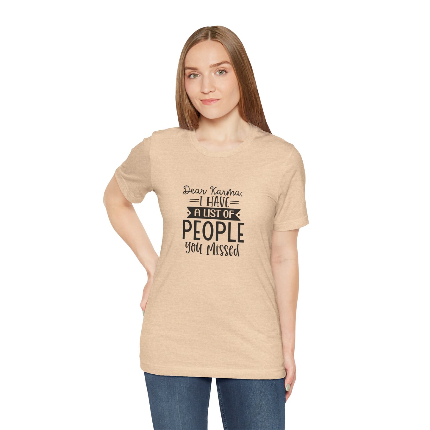 Karma List Unisex Jersey Tee - Humorous Short Sleeve Shirt for Fun-Loving Individuals