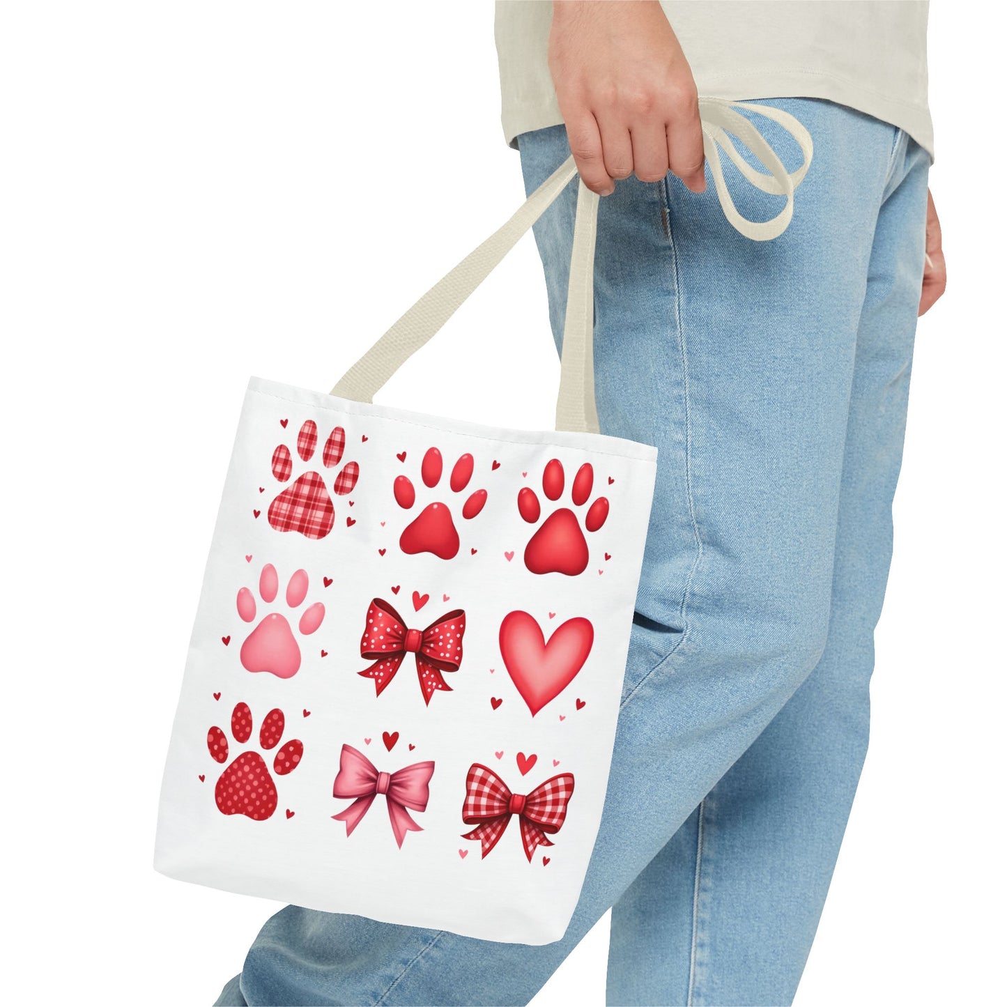 Cute Love and Paw Print Tote Bag - Perfect for Pet Lovers