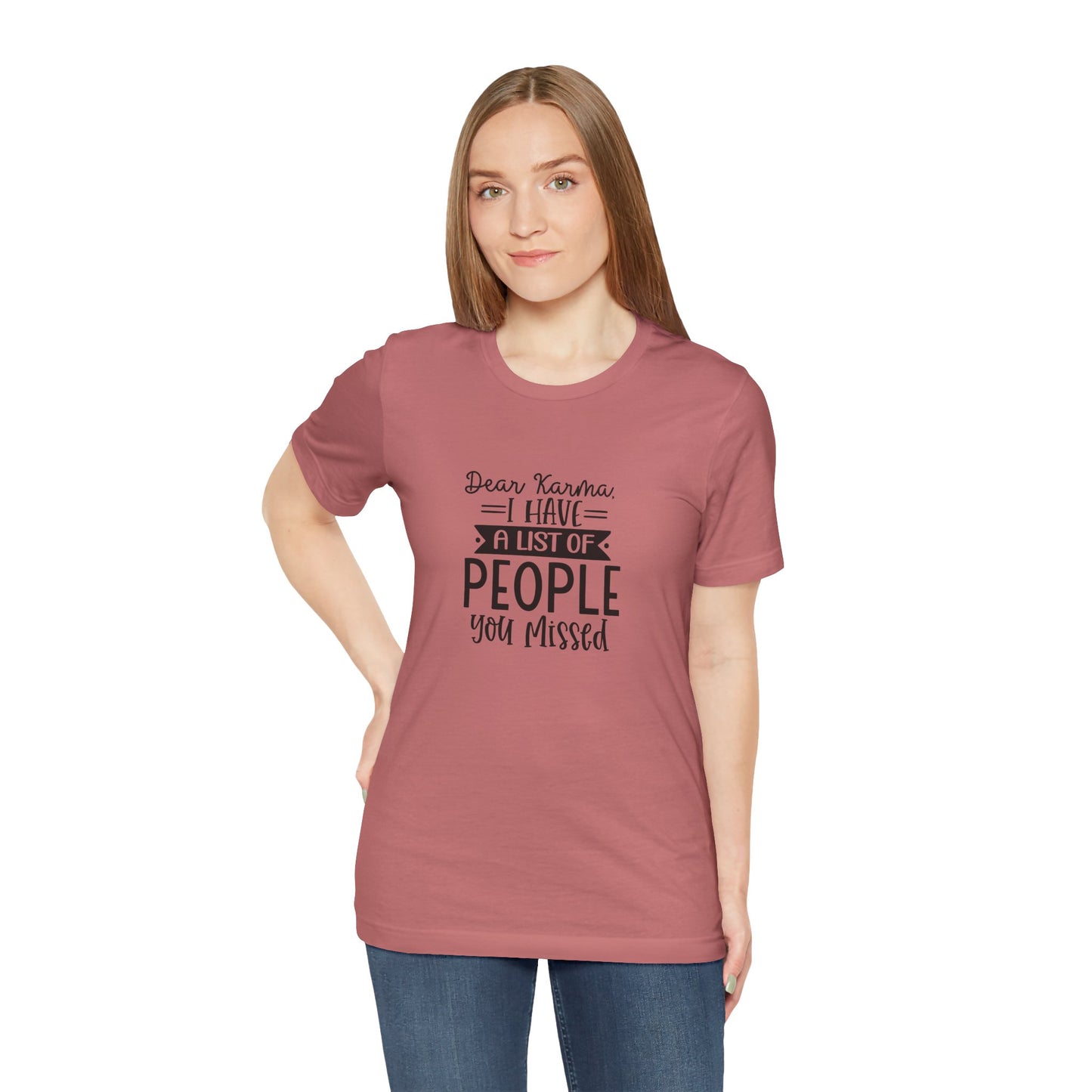 Karma List Unisex Jersey Tee - Humorous Short Sleeve Shirt for Fun-Loving Individuals
