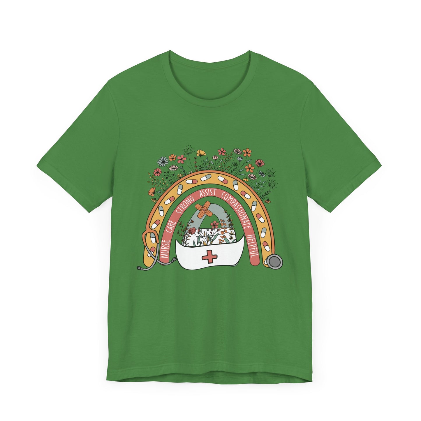 Floral Nurse Support Tee - Unisex Jersey Short Sleeve