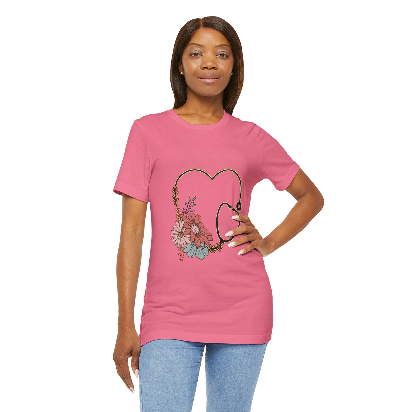 Floral Stethoscope Unisex Jersey Tee - Perfect Gift for Healthcare Workers