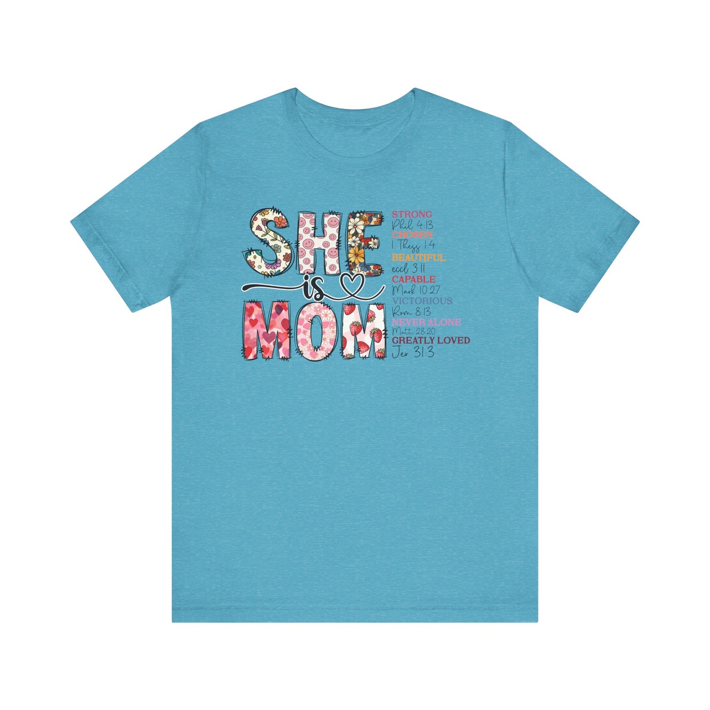 Empowering Unisex Mom Tee - "She is Mom" Floral Design