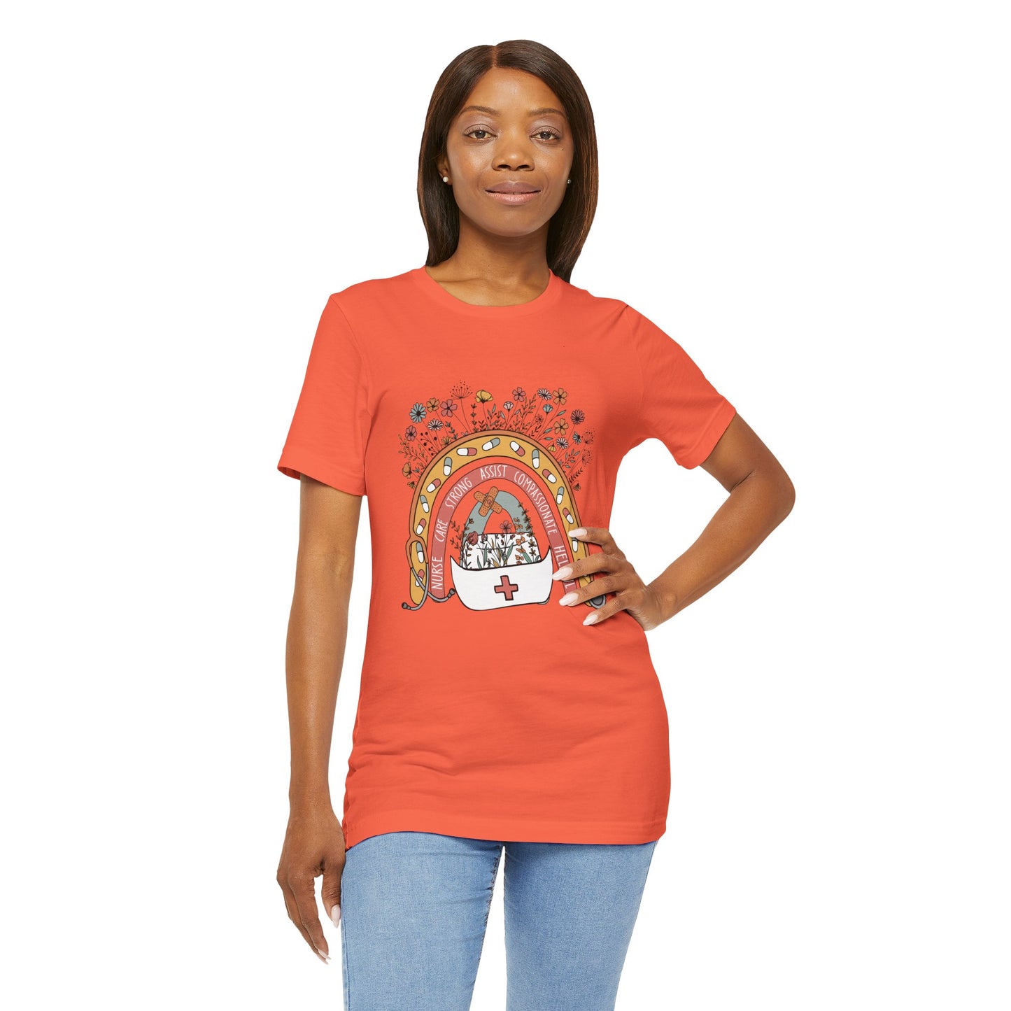 Floral Nurse Support Tee - Unisex Jersey Short Sleeve