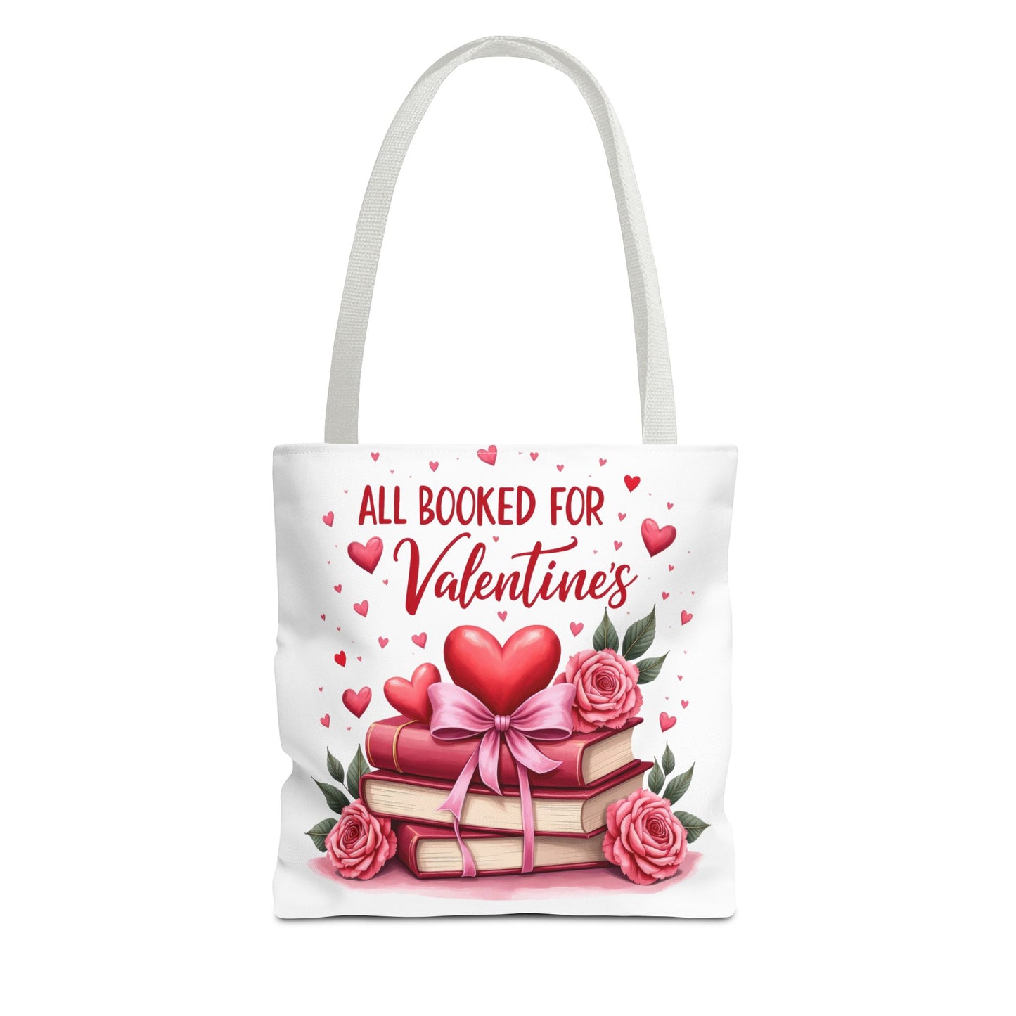 Valentine's Day Tote Bag - 'All Booked for Valentine's' with Floral Design