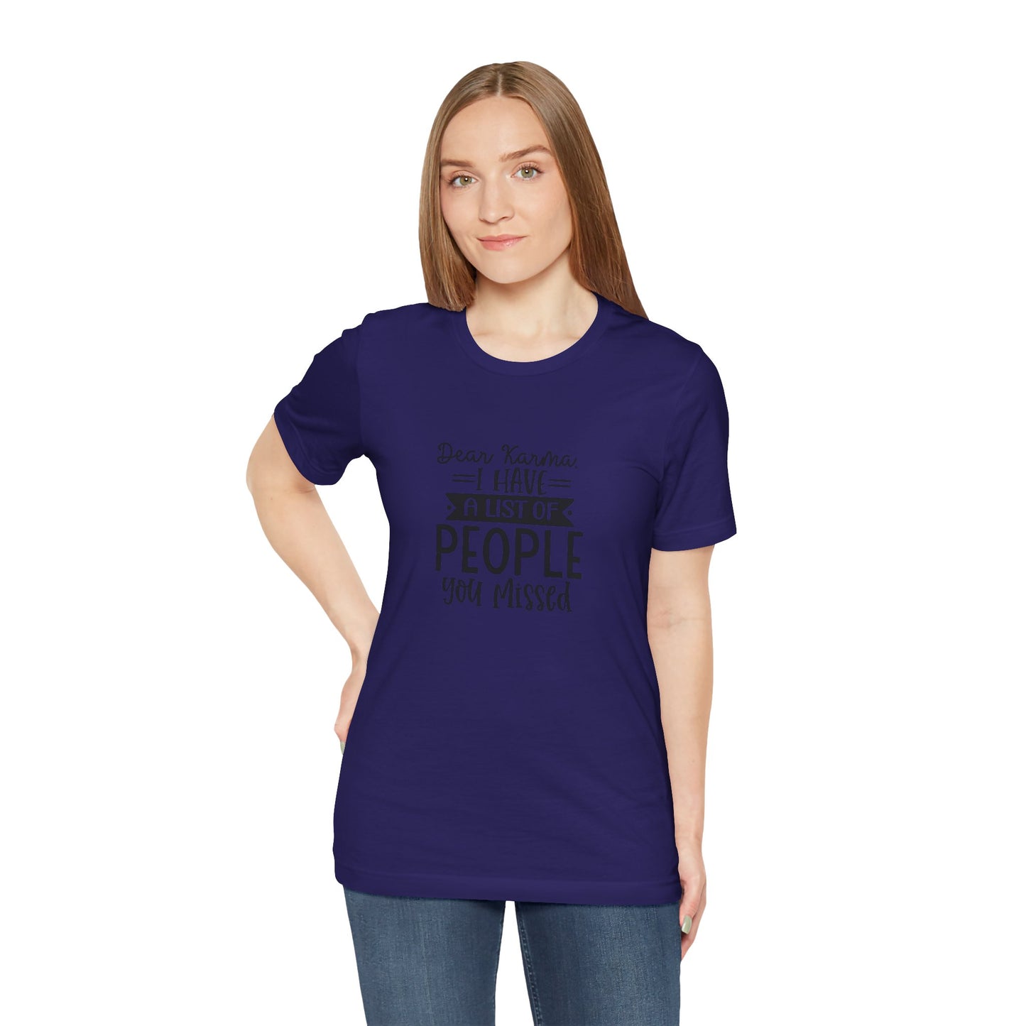 Karma List Unisex Jersey Tee - Humorous Short Sleeve Shirt for Fun-Loving Individuals