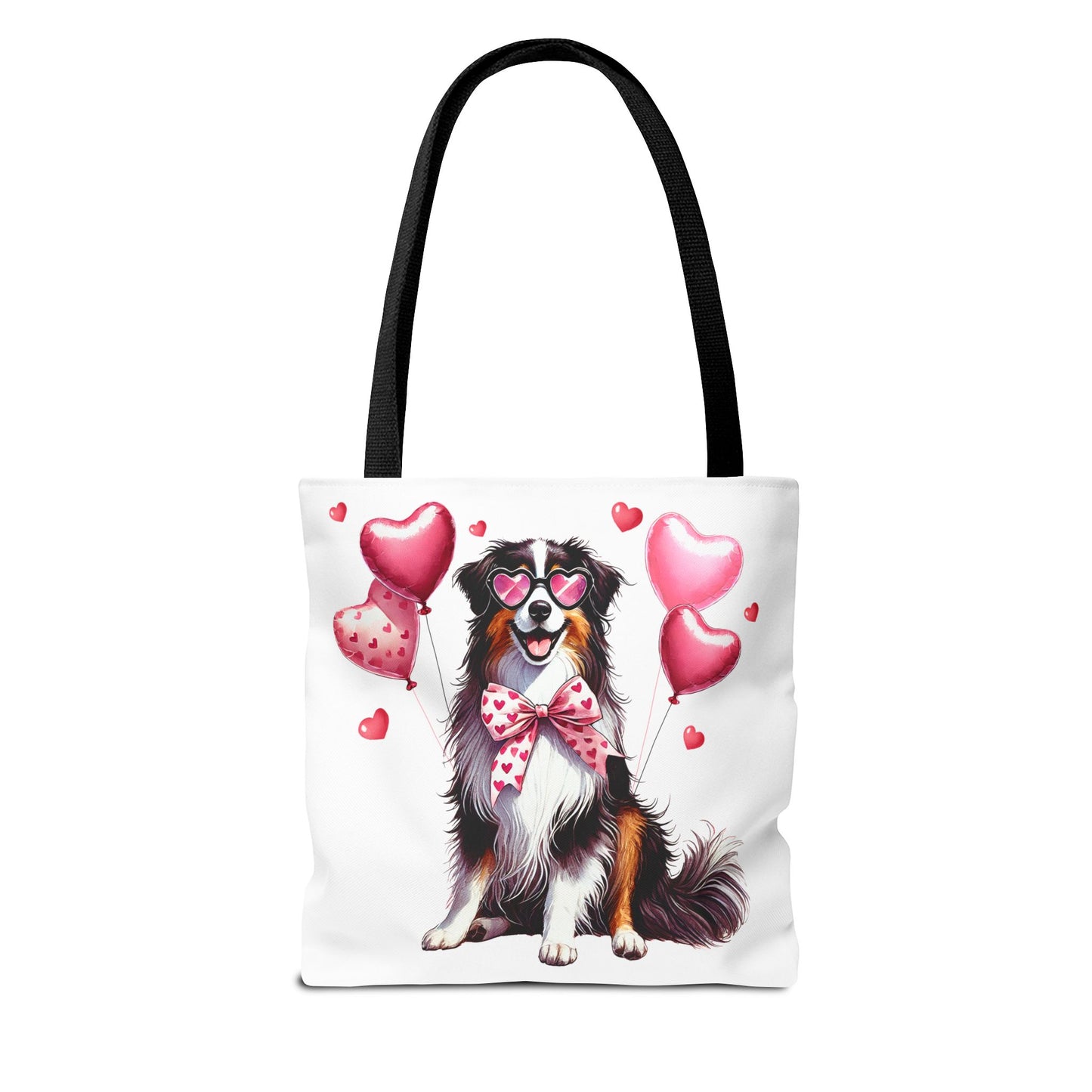 Cute Dog Valentine's Day Tote Bag with Heart Balloons