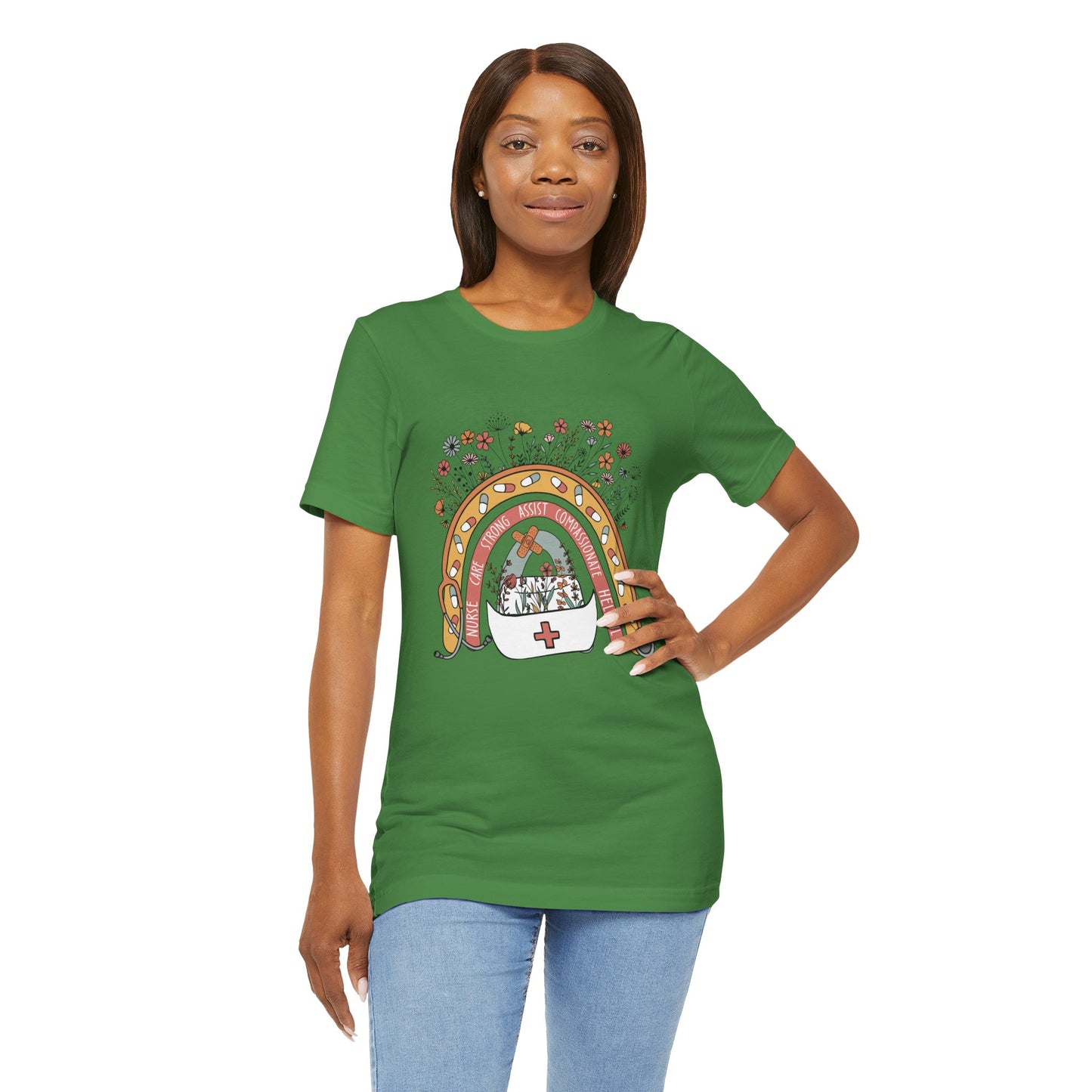 Floral Nurse Support Tee - Unisex Jersey Short Sleeve