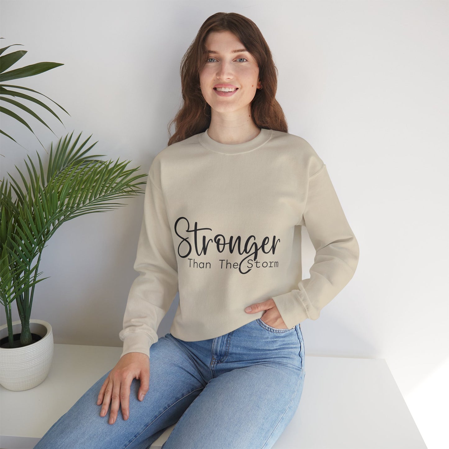 Stronger Than The Storm Unisex Heavy Blend Crewneck Sweatshirt | Cozy Casual Wear