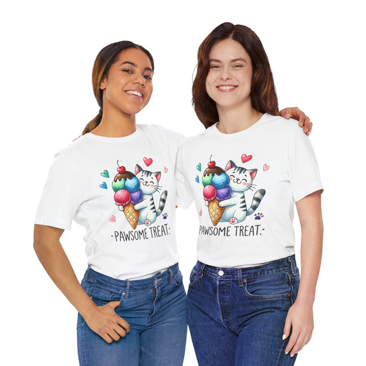 Pawsome Treat Ice Cream Cat Unisex Tee